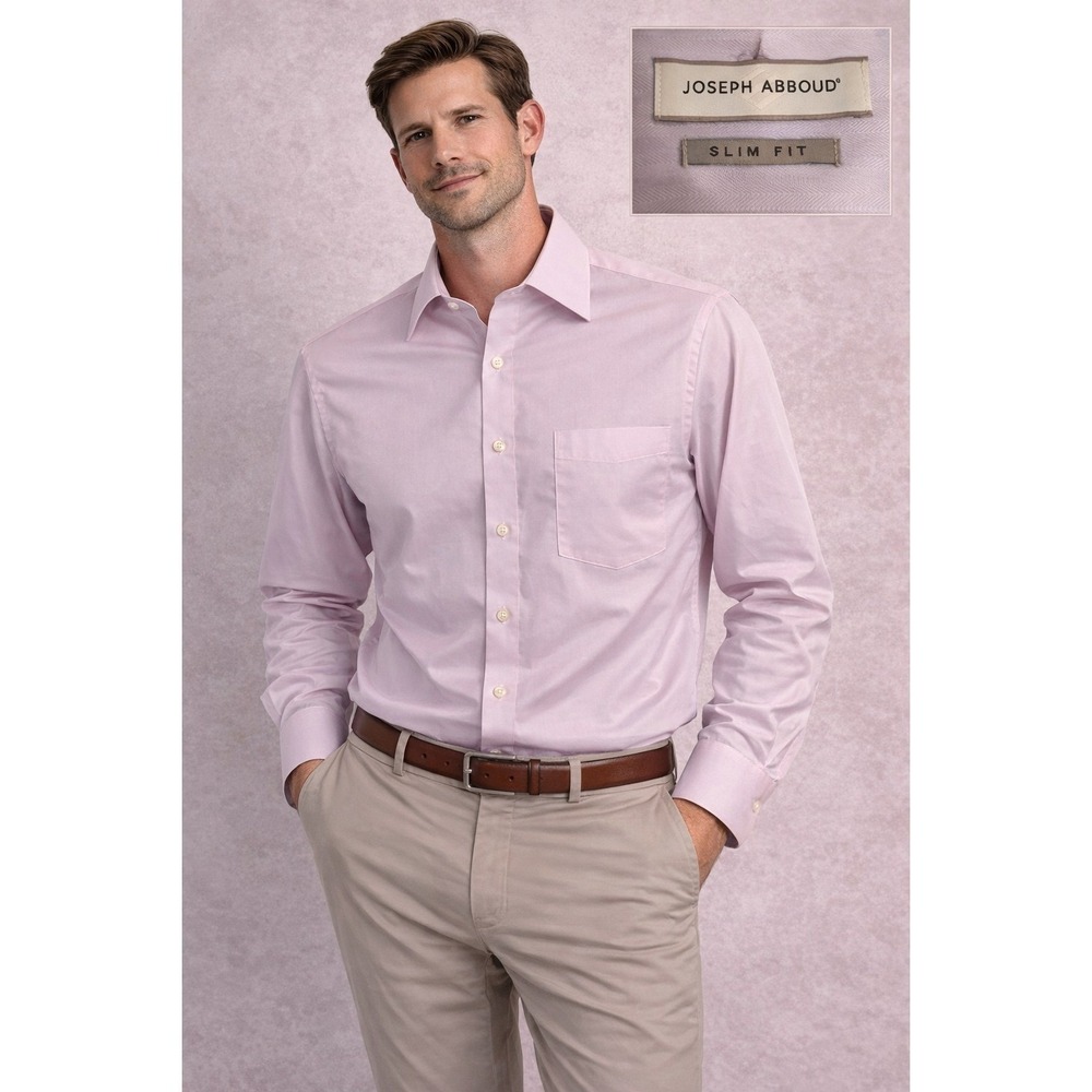 Joseph Abboud Slim‎ Fit Pink Dress Shirt Mens 15 32/33 Non Iron Button